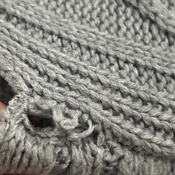 Pink Rose Y2K Cable Knit Off-Shoulder Tunic Length Sweater Dress Gray Sz XL - Picture 14 of 16